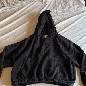 aerie Black Women's Hooded Pullover Sweatshirt